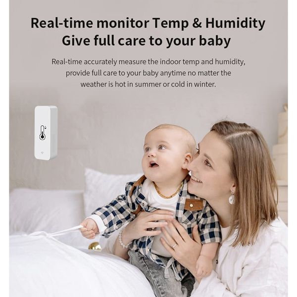 Smart WiFi Humidity and Temperature Monitor Hygrometer with Remote Monitor and Alerts, High Precision Indoor Thermometer with TUYA App (No Hub Required), Works with Alexa