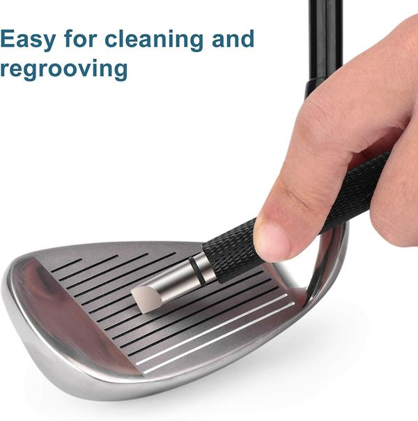 Golf Club Groove Sharpener & Cleaner: Enhance Backspin for Wedges & Irons (U & V-Grooves) Black