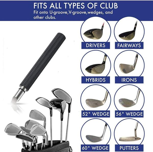 Golf Club Groove Sharpener & Cleaner: Enhance Backspin for Wedges & Irons (U & V-Grooves) Black