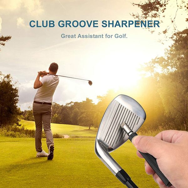 Golf Club Groove Sharpener & Cleaner: Enhance Backspin for Wedges & Irons (U & V-Grooves) Black