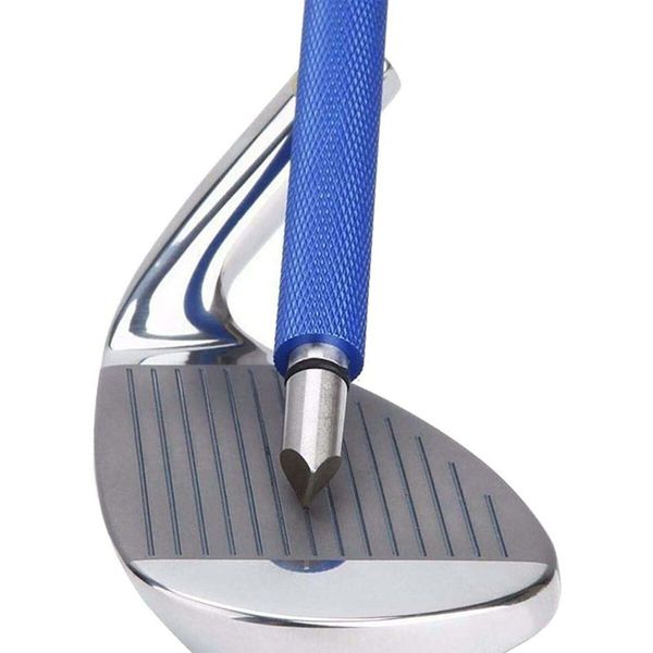 Golf Club Groove Sharpener with Re-Grooving Tool and Cleaner for Wedges & Irons, Suitable for U & V-Grooves (Blue)