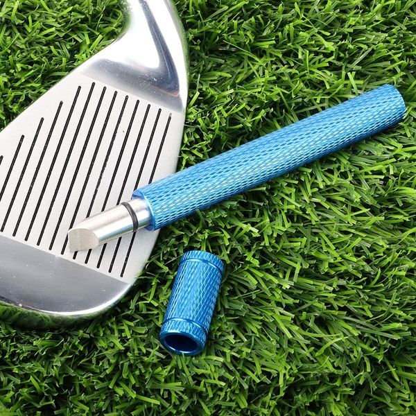 Golf Club Groove Sharpener with Re-Grooving Tool and Cleaner for Wedges & Irons, Suitable for U & V-Grooves (Blue)