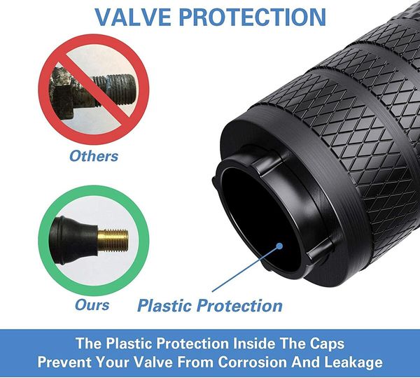 Premium Black Tire Valve Stem Caps in a 4-Pack, Made from Durable Corrosion-Resistant Anodized Aluminum for Universal Fit