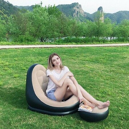 Ultimate Relaxation: Indoor Outdoor Inflatable Deck Chair Lounger Sofa Perfect for Living Room,Bedroom,Travel,Camping,Picnics