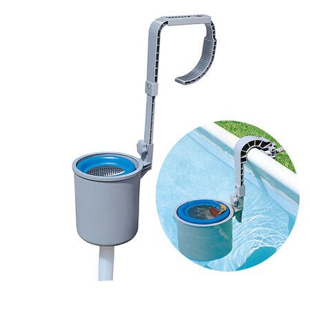 Wall Mount Pool Surface Skimmer Effortlessly removes floating debris from above-ground pool,Keeps pool water sparkling clean (Grey)