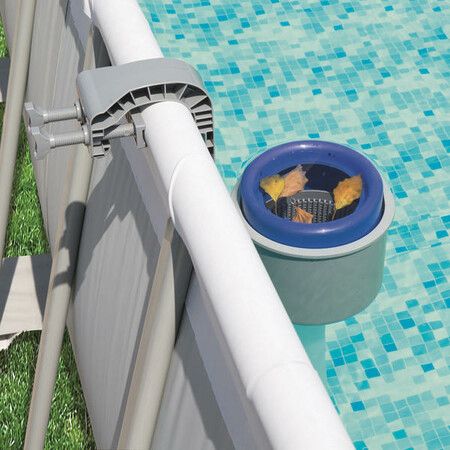 Wall Mount Pool Surface Skimmer Effortlessly removes floating debris from above-ground pool,Keeps pool water sparkling clean (Grey)