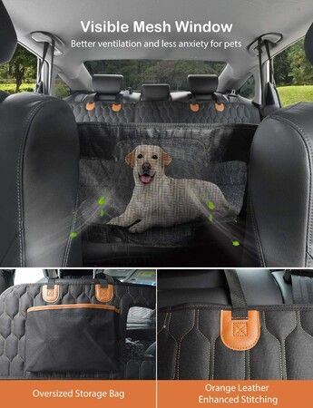 Convertible 4-in-1 Dog Car Seat Cover with Mesh Window, Scratchproof Hammock, and Seat Belts for Cars, Trucks, and SUVs