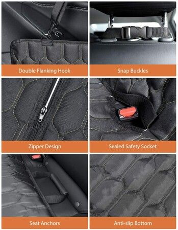 Convertible 4-in-1 Dog Car Seat Cover with Mesh Window, Scratchproof Hammock, and Seat Belts for Cars, Trucks, and SUVs