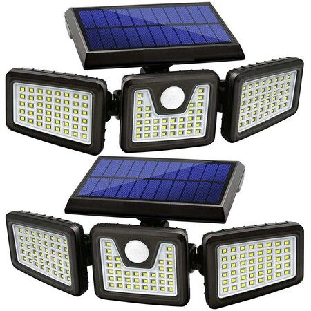 IP65 Waterproof Solar Motion Sensor Lights/Security LED Flood Light with 3 Adjustable Heads,270 Wide Angle Illumination