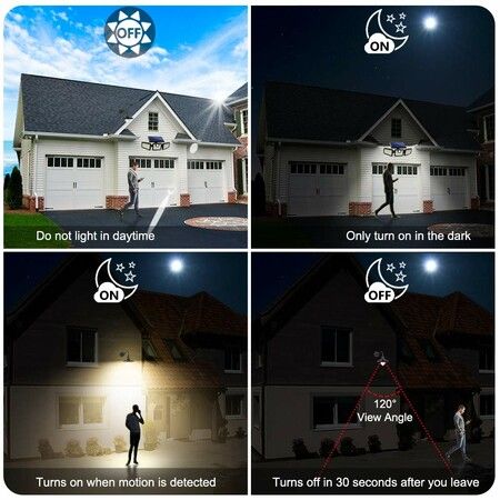 IP65 Waterproof Solar Motion Sensor Lights/Security LED Flood Light with 3 Adjustable Heads,270 Wide Angle Illumination