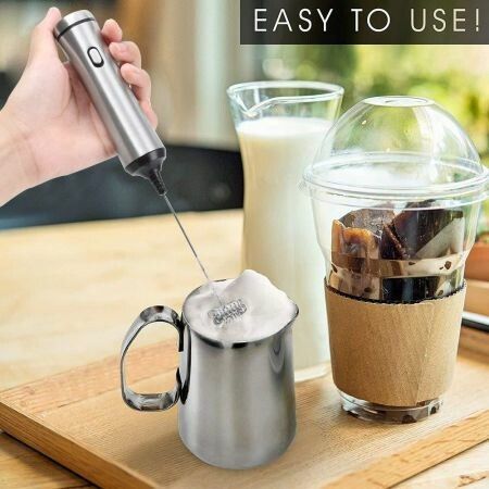 Milk Frother 2-Speed 13000 /15000 RPM Handheld USB Rechargeable Foam Maker Electric Frother with 2 Stainless Whisks  Adjustable Durable Blender