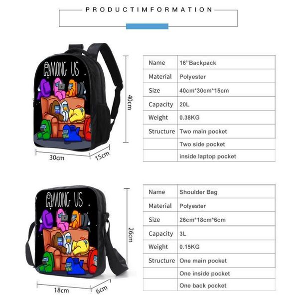 Among Us Backpack and Pencil Case Set for Kids and Teens