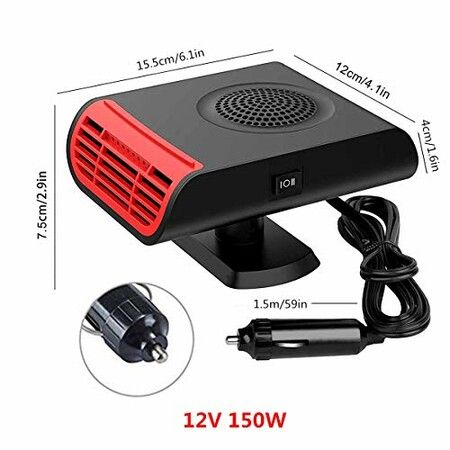 2-in-1 Car Defogger and Heater: Fast Heating, 12V 150W, Plugs into Cigarette Lighter for Quick and Convenient Use