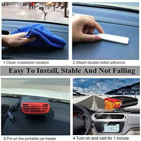 2-in-1 Car Defogger and Heater: Fast Heating, 12V 150W, Plugs into Cigarette Lighter for Quick and Convenient Use