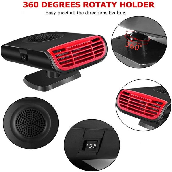 2-in-1 Car Defogger and Heater: Fast Heating, 12V 150W, Plugs into Cigarette Lighter for Quick and Convenient Use