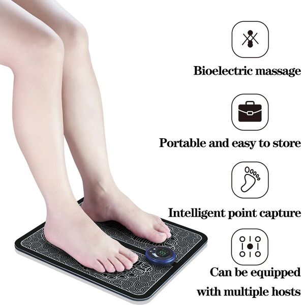 Electric Foot Massager Mat with Tension Relieving EMS Technology, USB Rechargeable Remote Control, Perfect for Foot Massage & Relaxation at Home