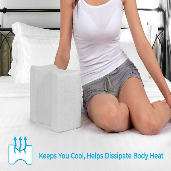 Cooling Gel Memory Foam Knee Pillow for Pregnancy, Spine Alignment- Breathable, Hypoallergenic, and Comfortable with Washable Cover