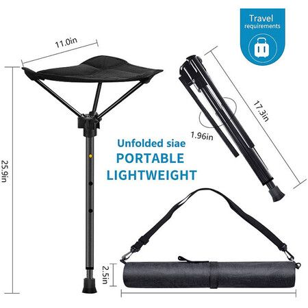 Portable Sturdy Folding Stool Seat with 5-level adjustable height,Lightweight and Easy to Carry - Perfect for Camping,Travel