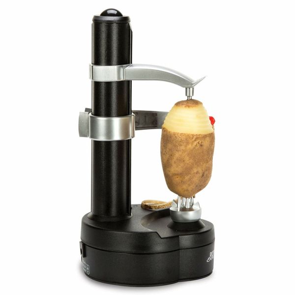 Powerful Electric Auto Potato and Apple Peeler Rotating Stainless Steel Machine for Effortless Fruit and Vegetable Prep(Black)