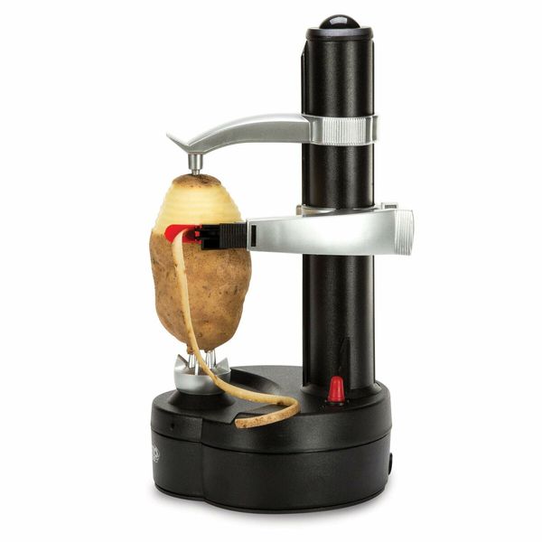 Powerful Electric Auto Potato and Apple Peeler Rotating Stainless Steel Machine for Effortless Fruit and Vegetable Prep(Black)