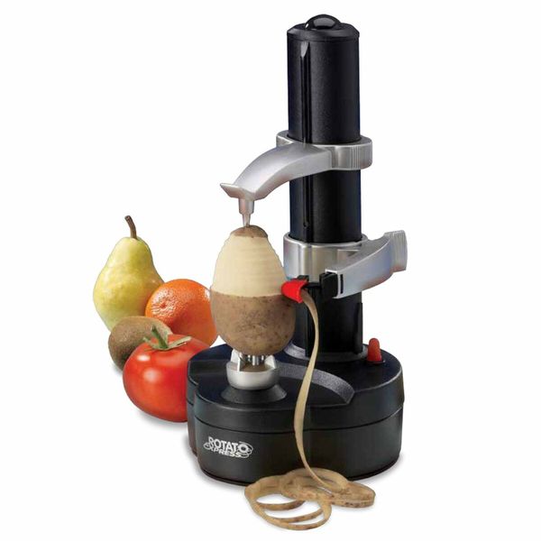 Powerful Electric Auto Potato and Apple Peeler Rotating Stainless Steel Machine for Effortless Fruit and Vegetable Prep(Black)