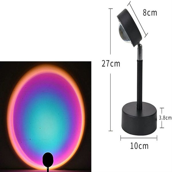 USB Charging LED Sunset Projection Lamp, Rainbow Floor Stand Night Light for Living Room Bedroom