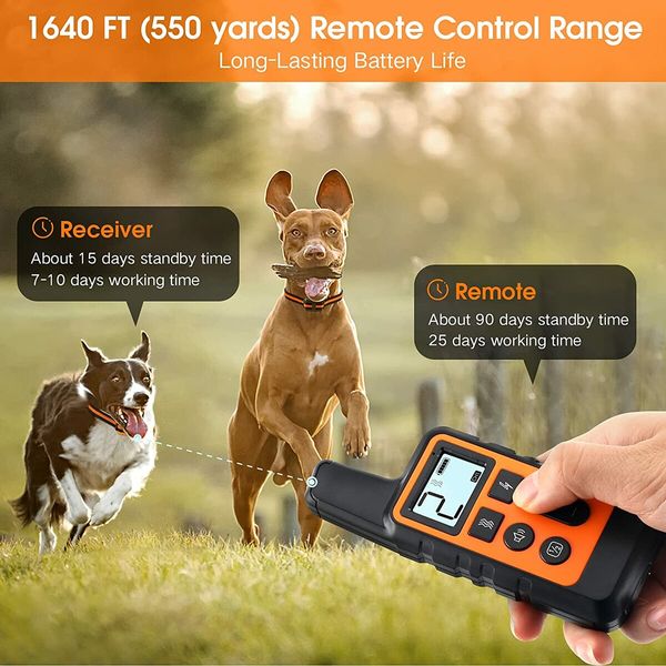 Waterproof Dog Training Shock Collar with 3 Training Modes 1640ft Remote Range for Small Medium Large Dogs Pet Control