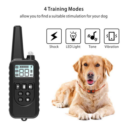 Waterproof Rechargeable Dog anti-bark Training Collar with Beep,Vibration,Shock,Light Modes, Long Remote Range-Train Your Dog with Precision