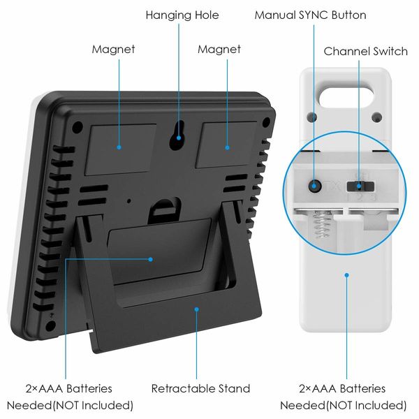Indoor/Outdoor Thermometer and Hygrometer with 3 Wireless Sensors, Touchscreen, and Min/Max Records for Optimal Home and Office Comfort