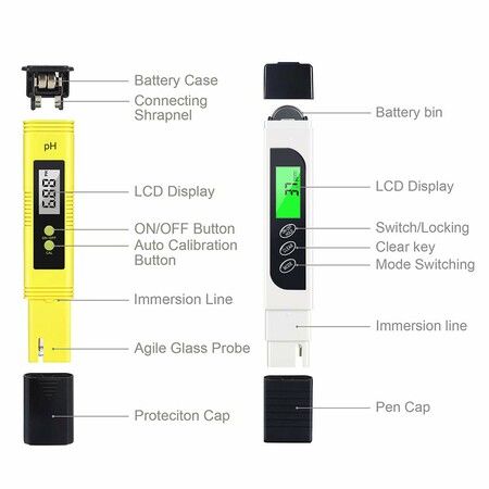 2-in-1 TDS and pH Meter - Digital Water Quality Tester