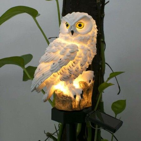 Decorative Garden Solar Lights - Resin Owl Solar LED Lights with Stake for Garden, Lawn, Pathway, and Yard