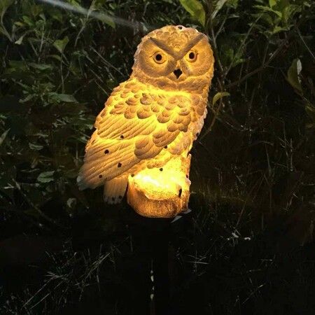 Decorative Garden Solar Lights - Resin Owl Solar LED Lights with Stake for Garden, Lawn, Pathway, and Yard