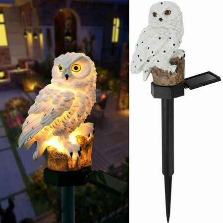 Decorative Garden Solar Lights - Resin Owl Solar LED Lights with Stake for Garden, Lawn, Pathway, and Yard