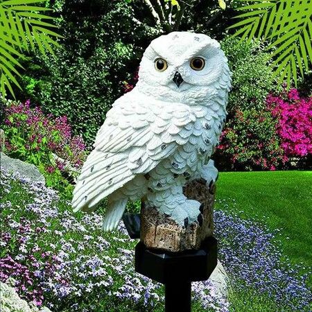 Decorative Garden Solar Lights - Resin Owl Solar LED Lights with Stake for Garden, Lawn, Pathway, and Yard