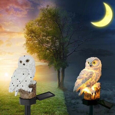 Decorative Garden Solar Lights - Resin Owl Solar LED Lights with Stake for Garden, Lawn, Pathway, and Yard