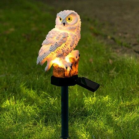 Decorative Garden Solar Lights - Resin Owl Solar LED Lights with Stake for Garden, Lawn, Pathway, and Yard