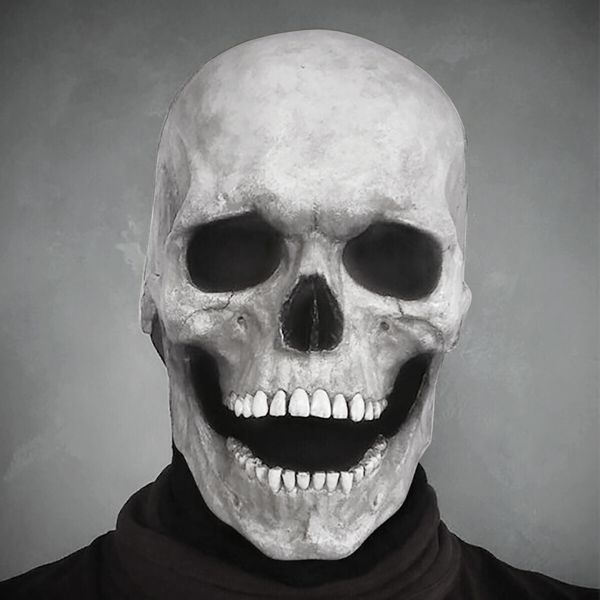 Halloween Horror Skull Mask: Realistic Full Head Helmet with Movable Jaw, Perfect for Creepy and Spooky Halloween Costumes