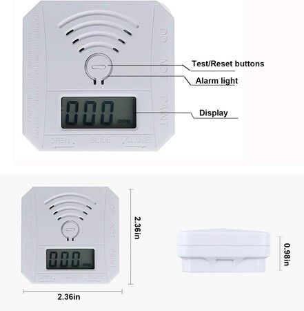 CO Sensor Carbon Monoxide Detector with LED Digital Display, Battery Powered for Reliable CO Gas Monitoring and Alarm