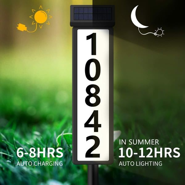 Solar Powered LED House Numbers with 0-9 & A-F Characters for Easy Nighttime Visibility