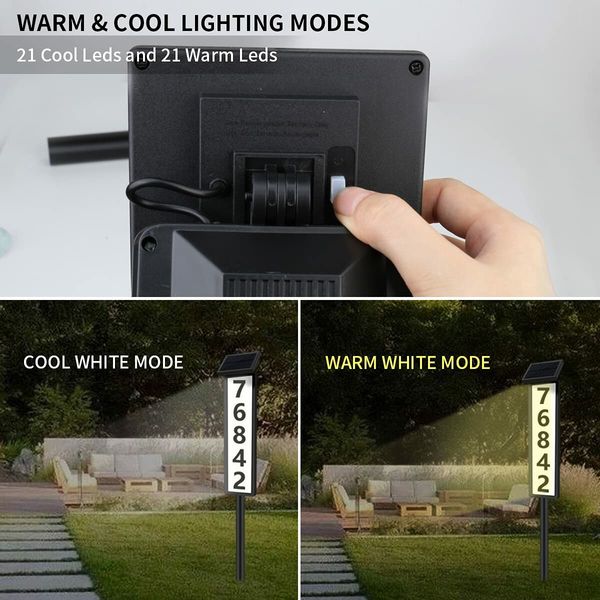 Solar Powered LED House Numbers with 0-9 & A-F Characters for Easy Nighttime Visibility