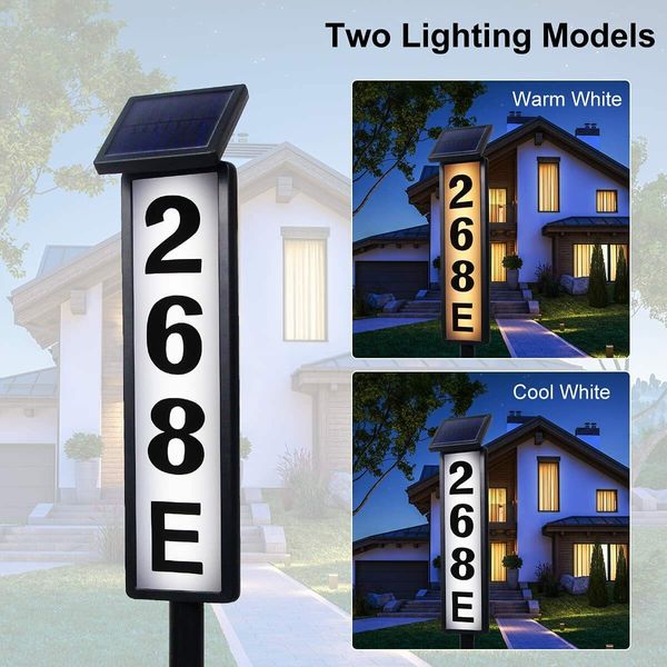 Solar Powered LED House Numbers with 0-9 & A-F Characters for Easy Nighttime Visibility