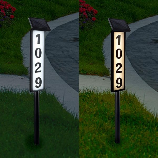 Solar Powered LED House Numbers with 0-9 & A-F Characters for Easy Nighttime Visibility