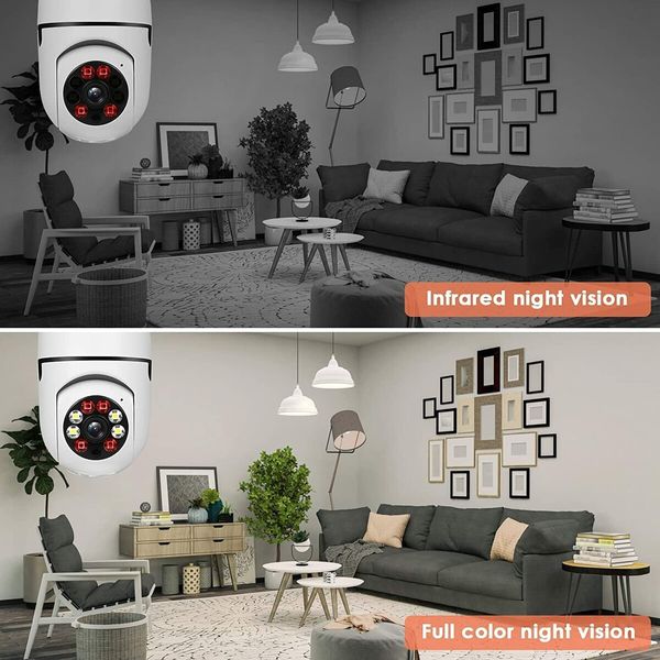 1PC Wireless Light Bulb Camera with 1080p Resolution and 360° Coverage, Night Vision Real-time Motion Detection