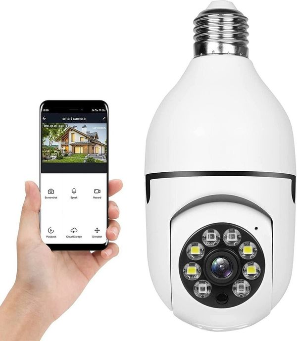 1PC Wireless Light Bulb Camera with 1080p Resolution and 360° Coverage, Night Vision Real-time Motion Detection