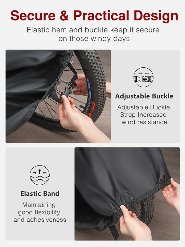 Waterproof Outdoor Bike Cover (Size XL) with Lock hole for added security Protects bike from rain/sun/UV rays/dust/wind,Fits for 29' Electric Bike,Perfect for outdoor storage & transportation