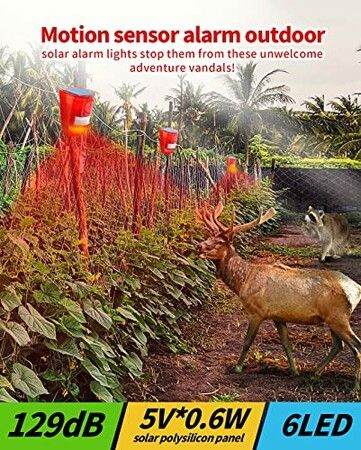 129db Security Siren Solar Sound & Light Alarm with Motion Sensor,Light for Protection of home,farm,villa,yard,barn