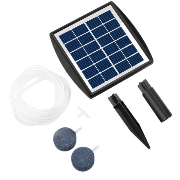 2W Solar-Powered Air Pump Aerator with 2 operating modes Provides oxygen to pond/aquarium