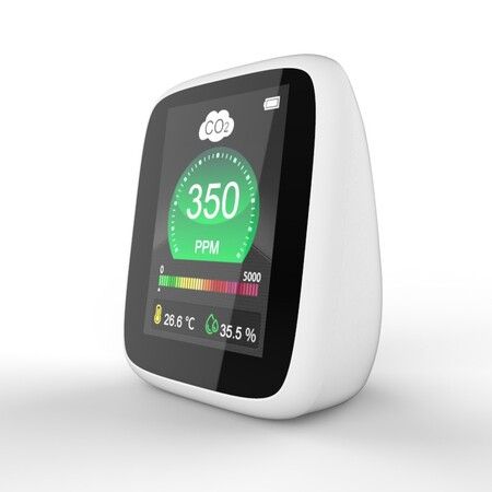 4-in-1 Indoor Air Quality Monitor with CO2 Detection, Temperature, and Humidity Readings