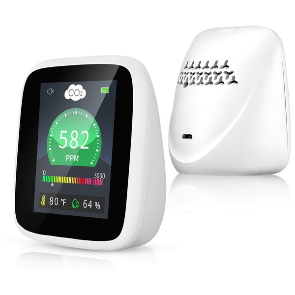 4-in-1 Indoor Air Quality Monitor with CO2 Detection, Temperature, and Humidity Readings