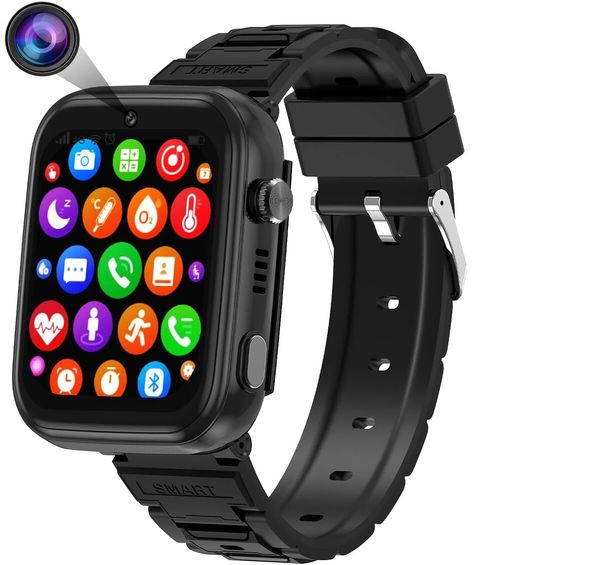 4G Smart Watch witj GPS Tracking, 2- Way Video Calling,Camera,SOS,WiFi,Touch Screen for Boys and Girls (Black)